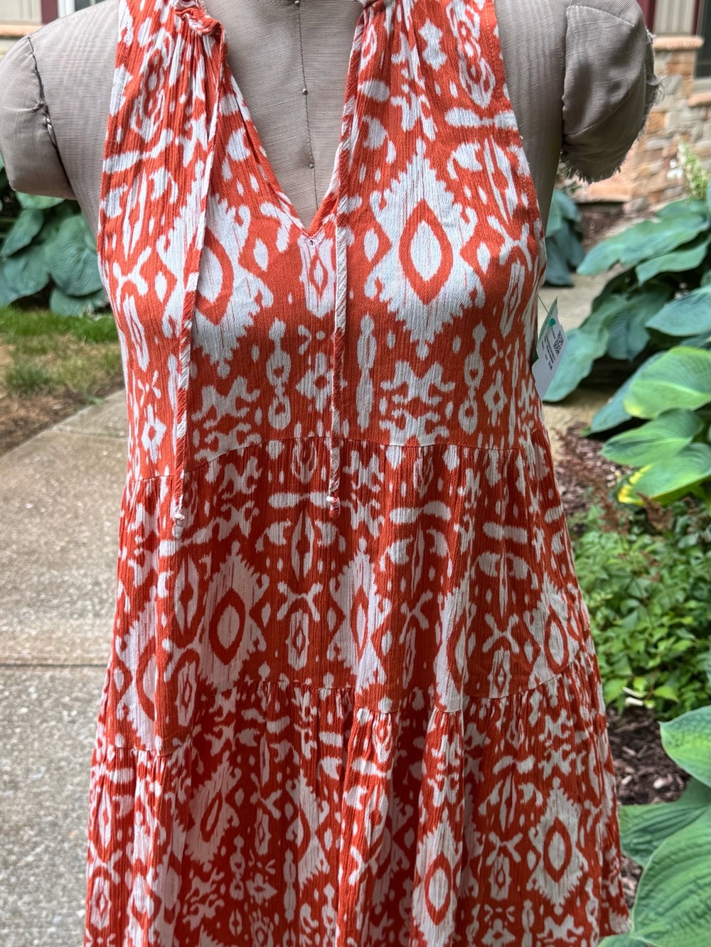 BB Dakota by Steve Madden Orange and White Printed Mini Dress